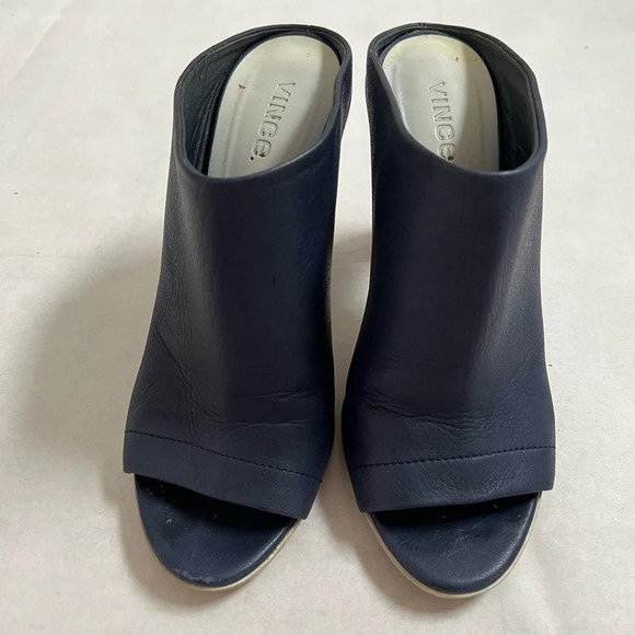VINCE PEEP TOE ANKLE BOOT SLIP ON WOMENS 9 US M BLUE HIGH HEEL EUC - Picture 5 of 8